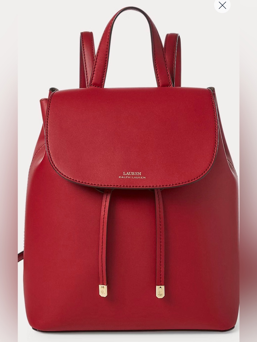 Lauren Ralph Lauren Red Smooth Leather Drawstring Backpack/ purse